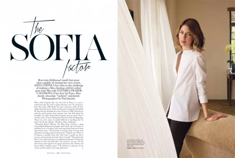 Sofia Coppola Modeloj por Vogue Aŭstralio aŭgusto 2013 de Paul Jasmin