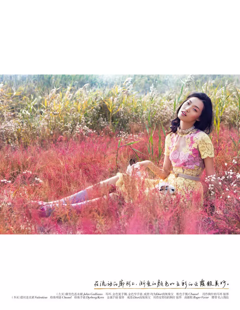 Tian Yi é um sonho pastel na Vogue China janeiro 2013 por Stockton Johnson