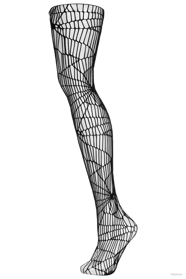 I-Halloween Black Webbed Tights