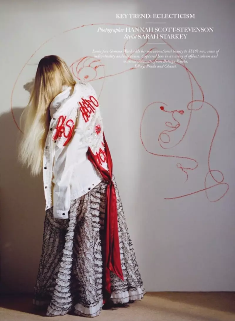 Gemma Ward porte des styles fantaisistes pour le magazine Glass