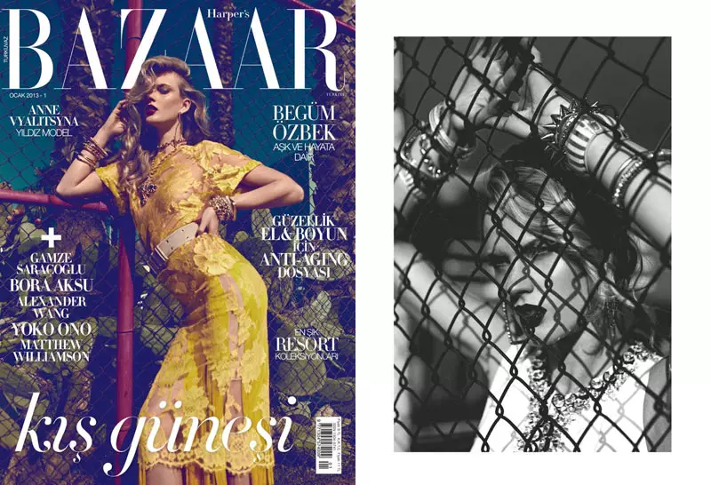 Anne Vyalitsyna sorprèn a la portada de Koray Birand de gener de 2013 a Harper's Bazaar Turquia