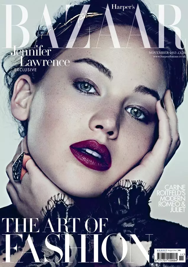 Jennifer Lawrence chiono chaBen Hassett muHarper's Bazaar UK