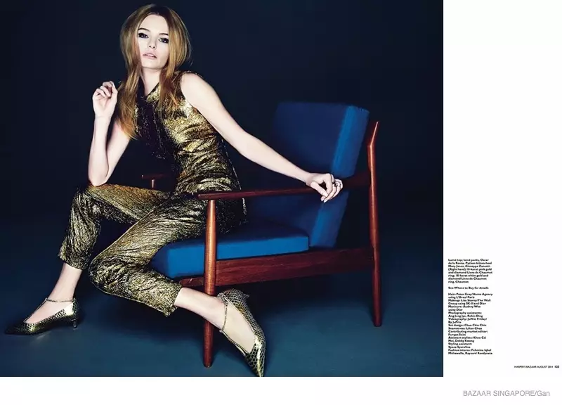 Kate Bosworth skinner i 60-tallsstil for Bazaar Singapore Shoot av Gan