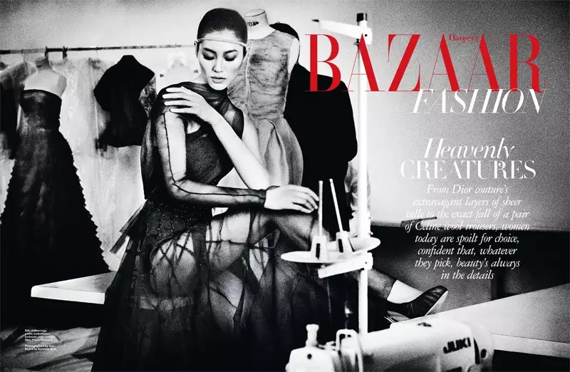 Liu Wen by Gan in DIor in Harper's Bazaar Singapore үчүн июнь 2012