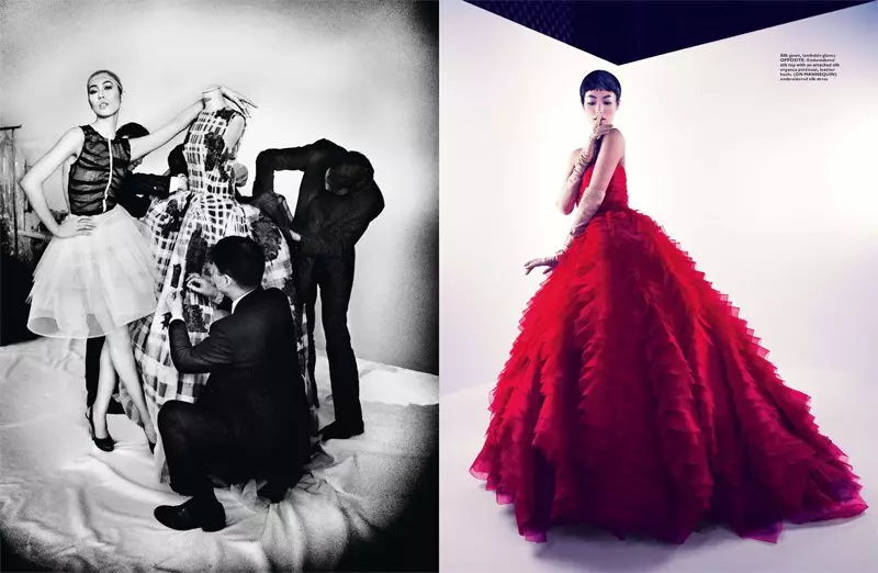 Liu Wen ni Gan sa DIor para sa Harper's Bazaar Singapore Hunyo 2012