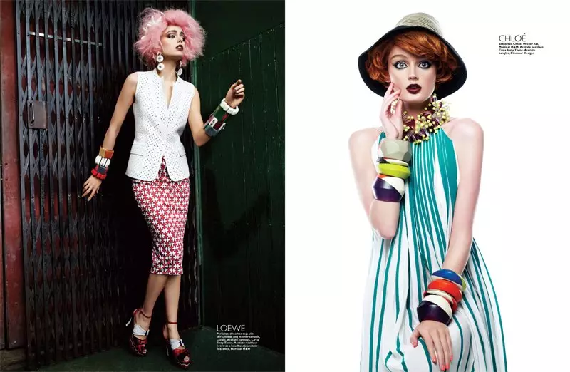 2012년 4월 Harper's Bazaar Singapore를 위한 Simon Upton의 Lisa Cant & Darla Baker