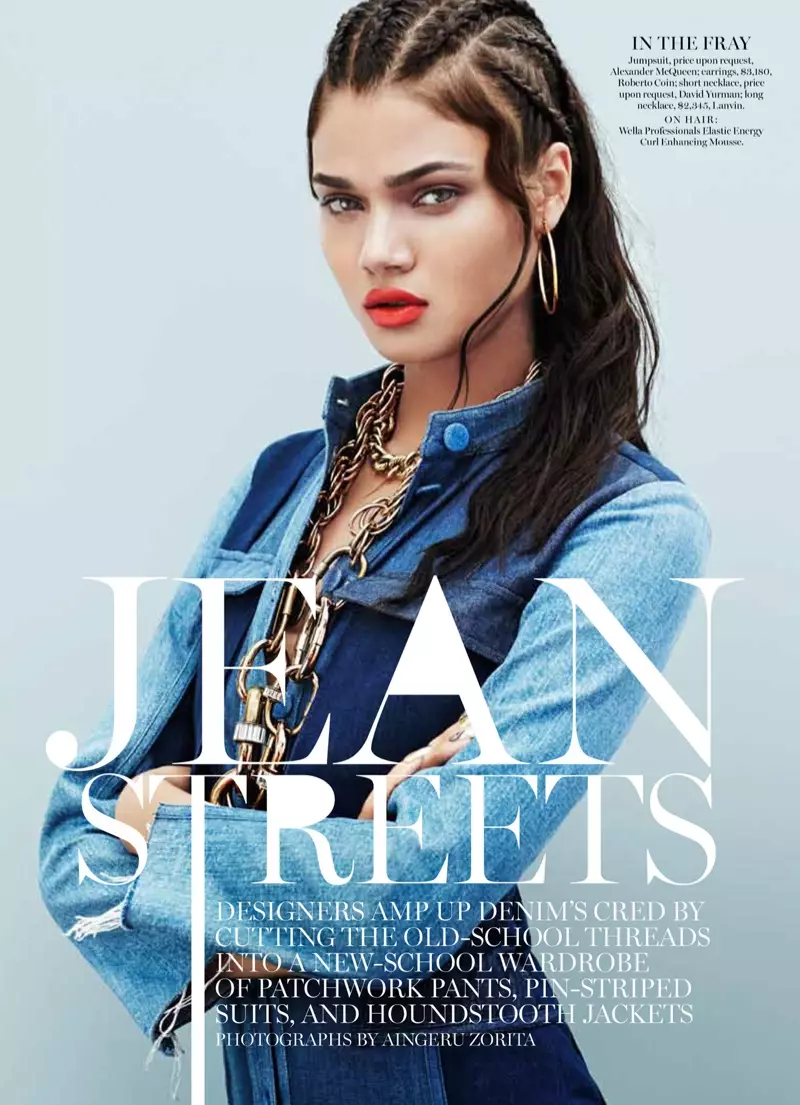 Daniela Braga Aingeru Zorita tərəfindən Marie Claire üçün münasibət ilə Denim geyinir