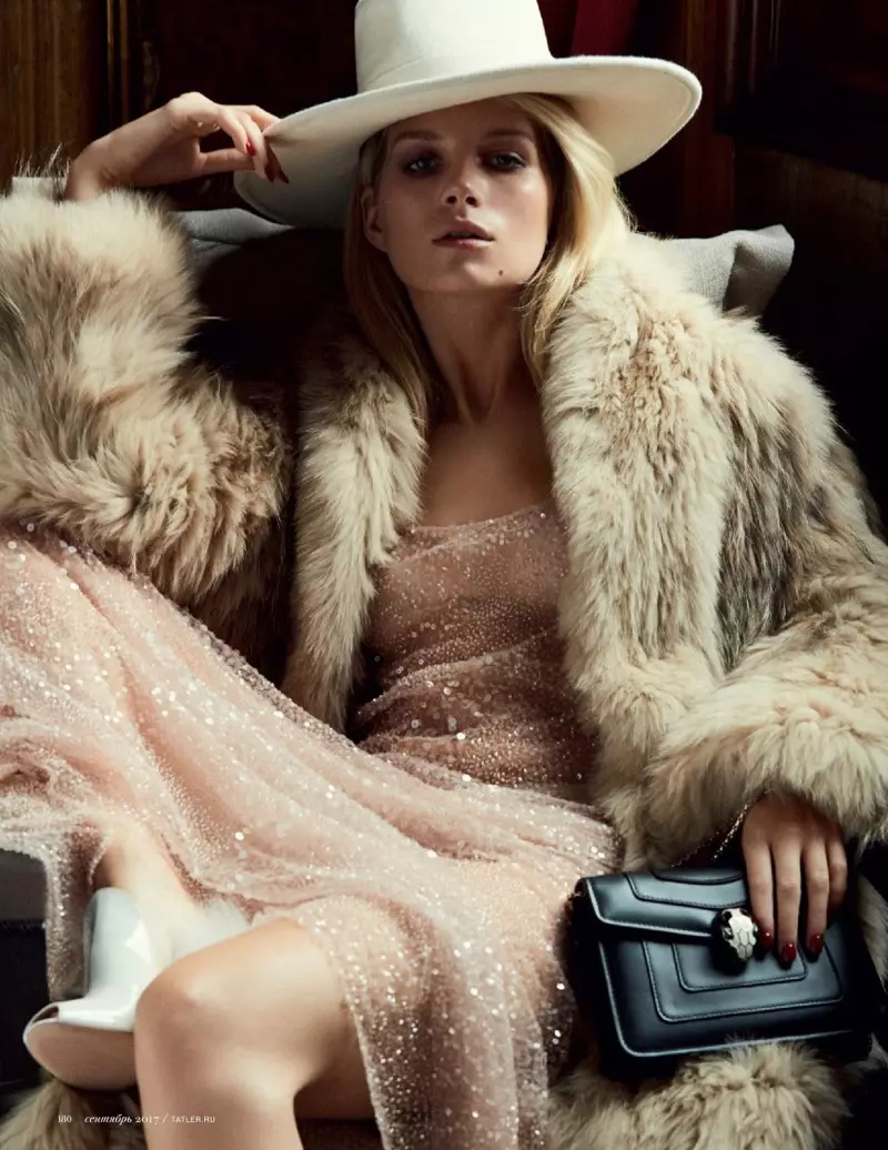 Lottie Moss Models Luxe Autumn Looks in Tatler Russia