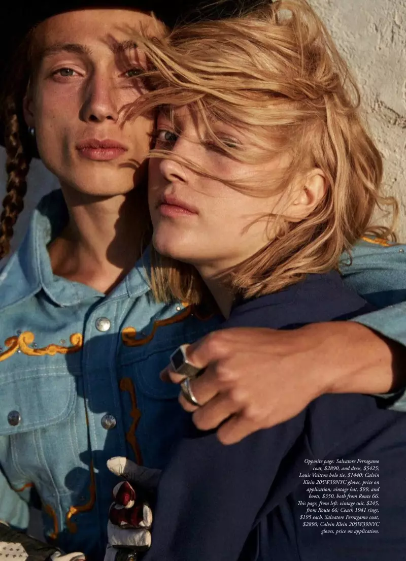 Lou Schoof modeluje západní styl v Harper's Bazaar Australia