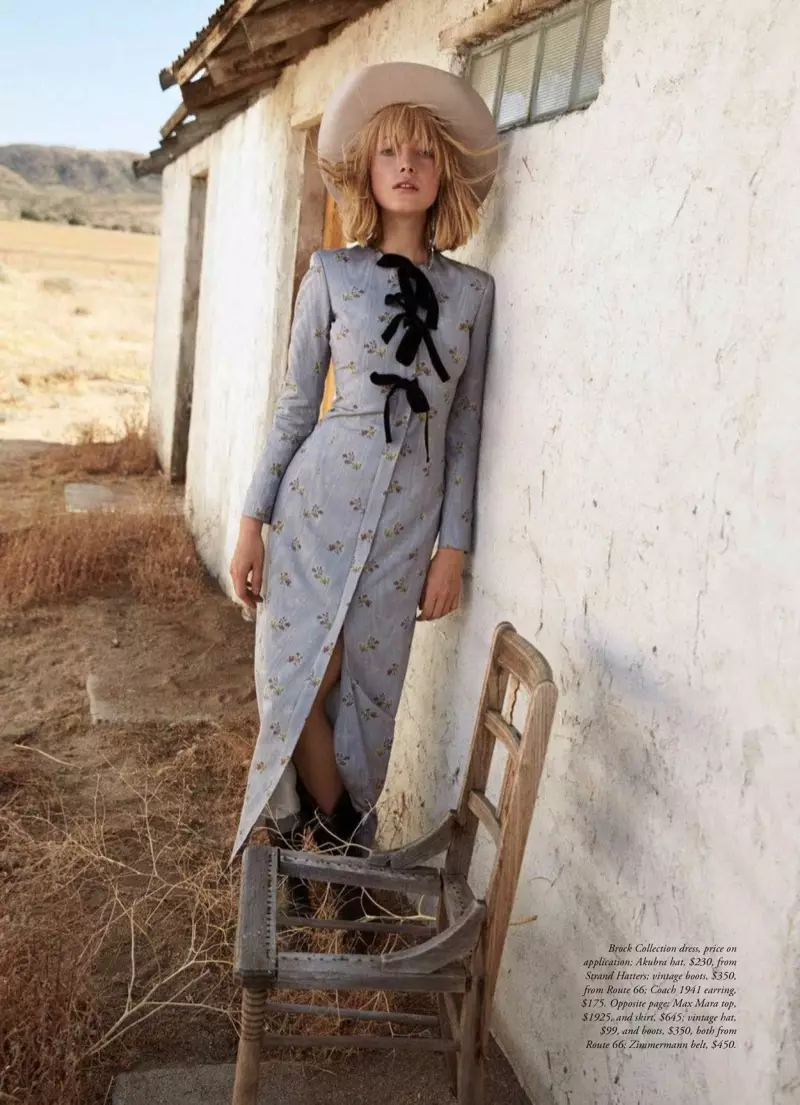 Lou Schoof modela l'estil occidental a Harper's Bazaar Austràlia