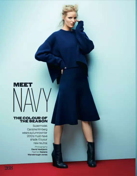 Caroline Winberg Dons Navy Looks for Elle UK af David Vasiljevic