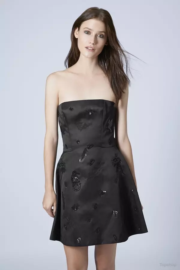 Mini dress bla strapless b'sequin minn Unique disponibbli fuq Topshop għal $675.00