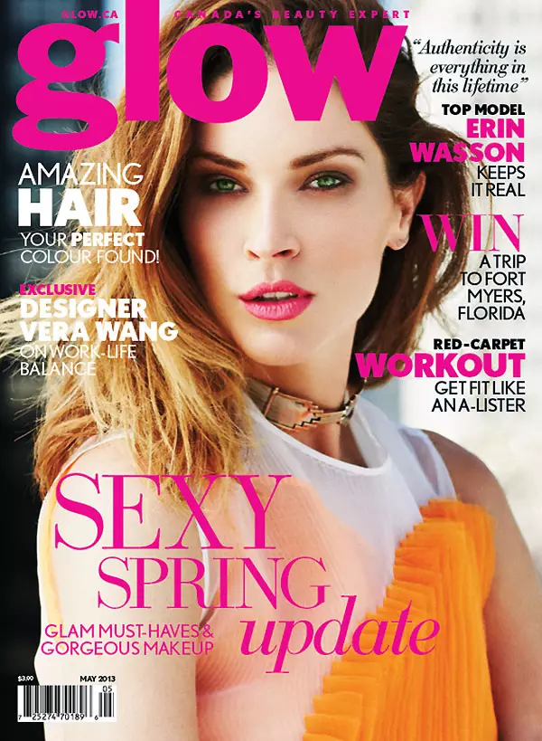 U-Erin Wasson uMesa kwiMagazini eGlow kaMeyi ka-2013 kwi-Cover Shoot