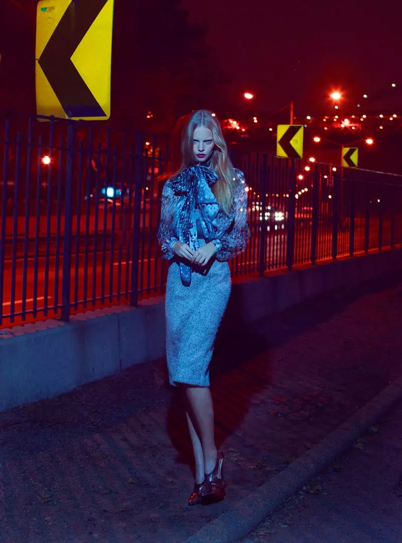 Marloes Horst tar natten i Thomas Whitesides Elle US Shoot