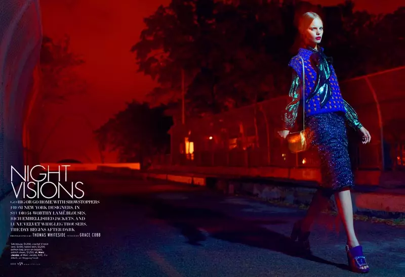 Марлоес Хорст ја одзема ноќта во Elle US Shoot на Томас Вајтсајд