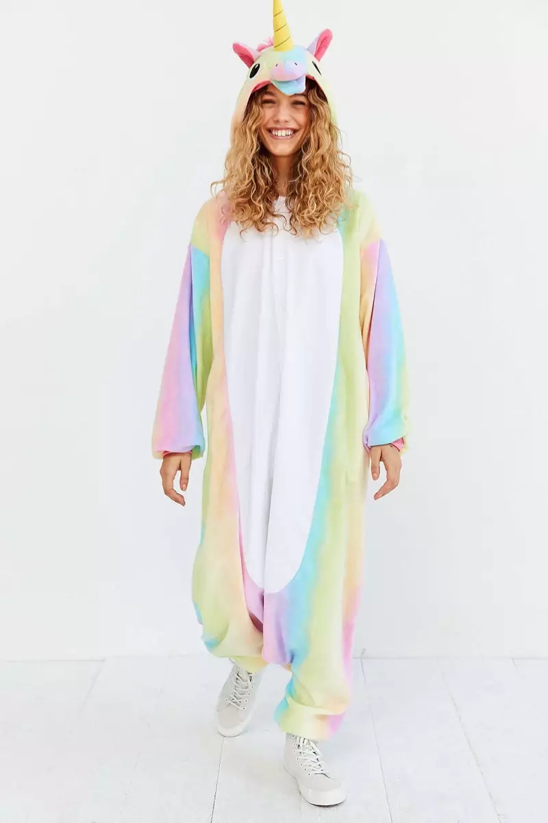 Éadaí Unicorn Kigurumi Rainbow