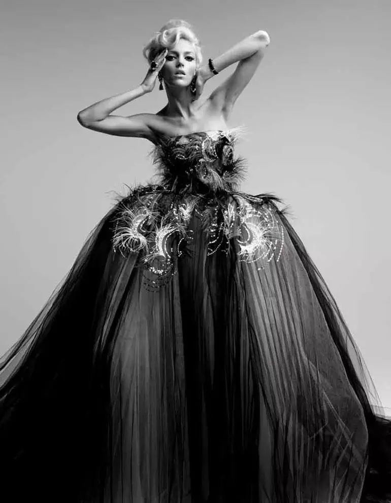 Anja Rubik, Patrick Demarchelier tarafından Vogue Japonya Mayıs 2012 için Dior Couture'da