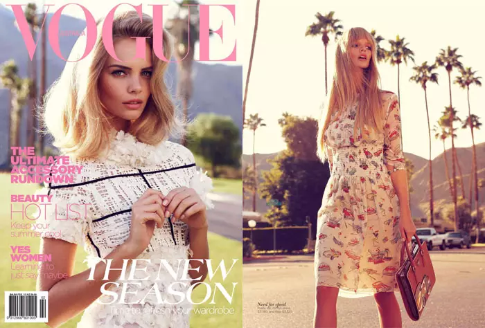 2012년 2월 Vogue Australia를 위한 Nicole Bentley의 Marloes Horst & Kendra Spears