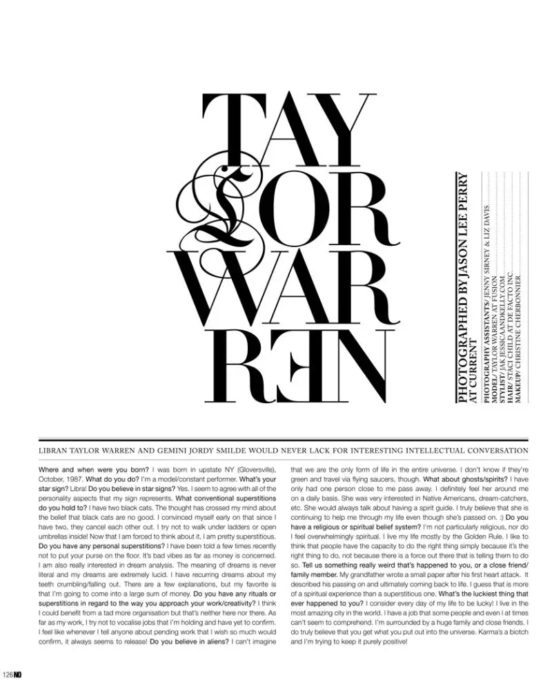 Taylor Warren pa Jason Lee Parry pou No. Magazine #13