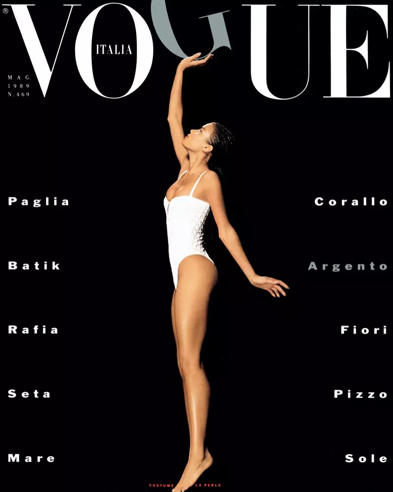 Veronica Webb, fotografiată de Albert Watson, Vogue Italia, mai 1989 Albert Watson / Prin amabilitatea Vogue Italia.