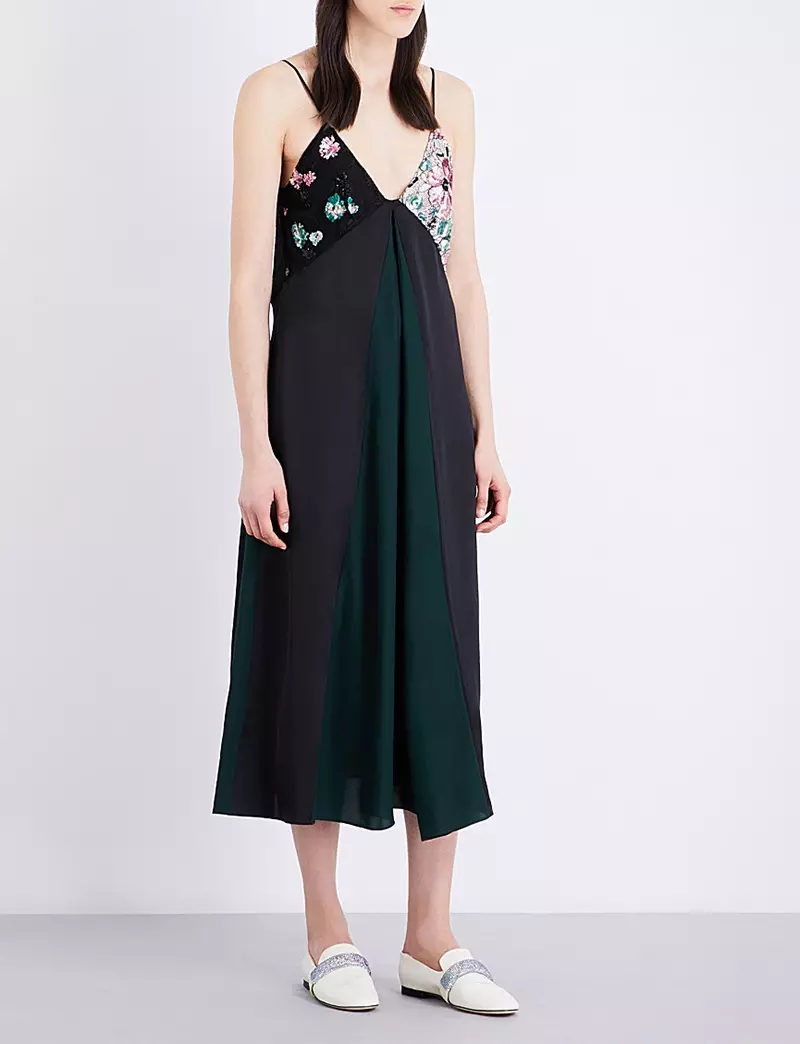 Christopher Kane x 美女与野兽纯棉真丝连衣裙