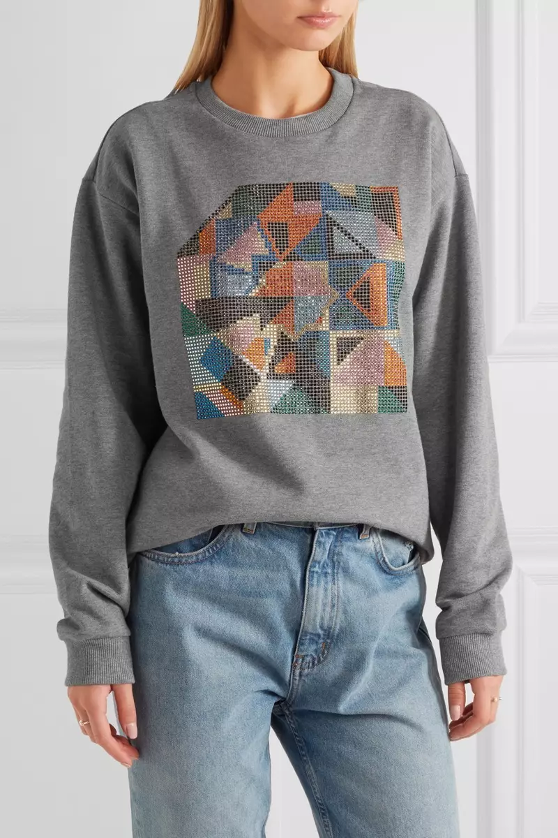 Christopher Kane Geometric Swarovski Crystal Yakashongedzwa Jersey Sweatshirt