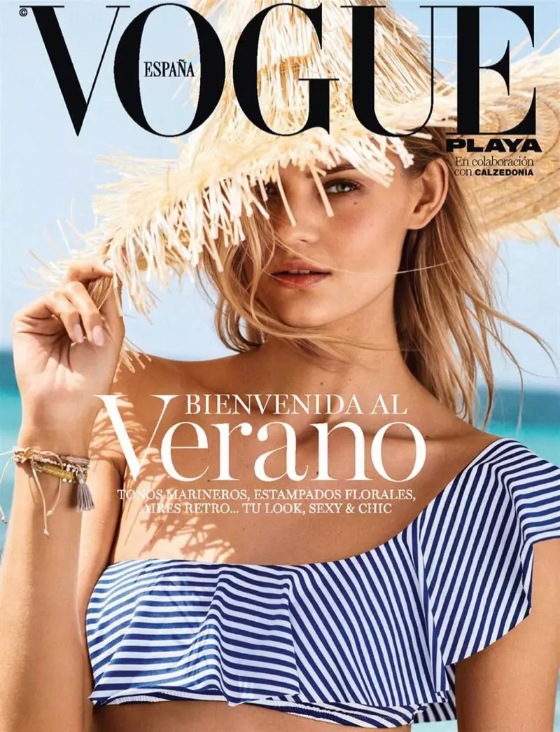 Kate Grigorieva trägt Badeanzüge von Calzedonia in der spanischen Vogue