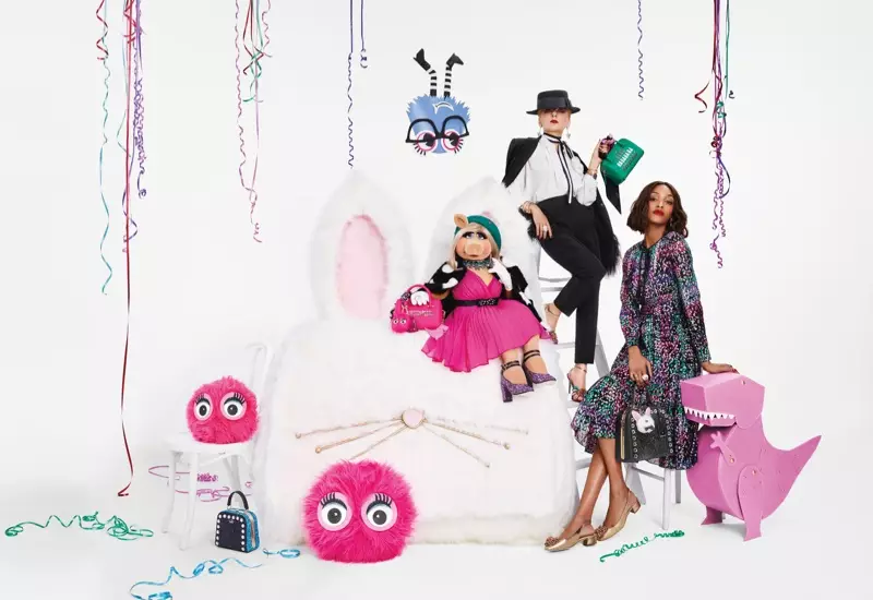 Miss Piggy & Jourdan Dunn Front Kate Spade's Holiday Campaign