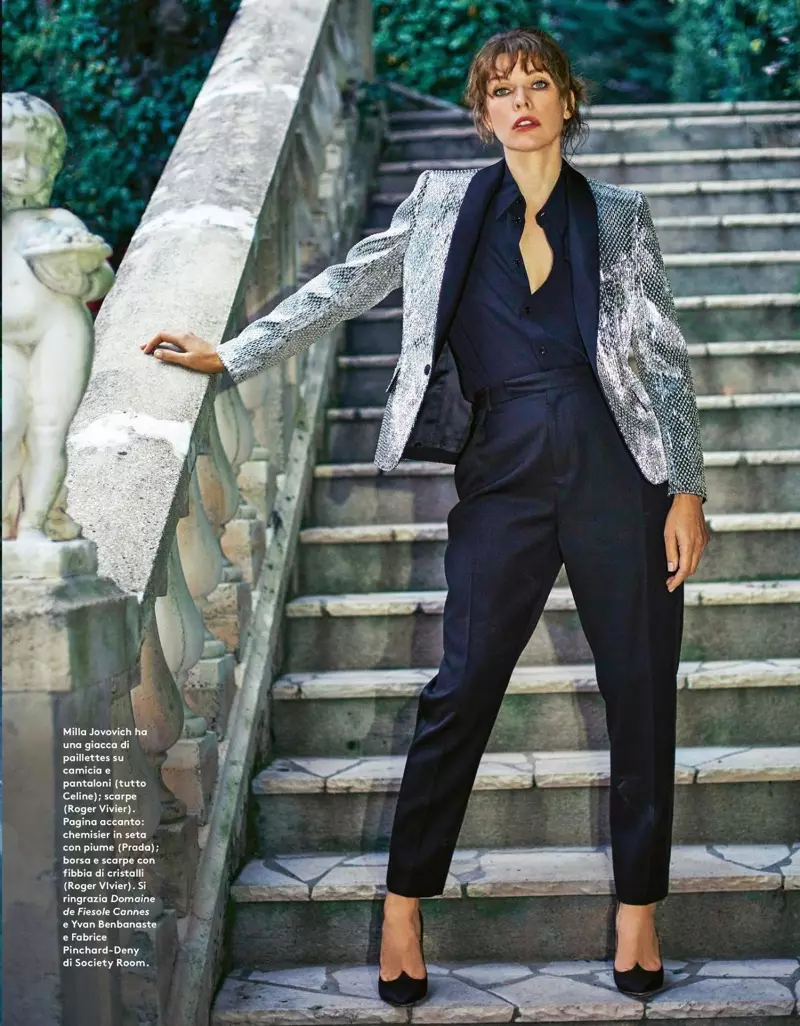 Milla Jovovich poartă un look elegant pentru Grazia Italia