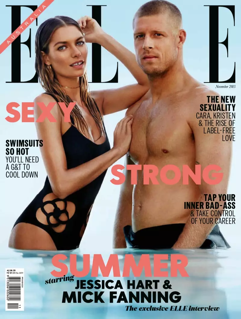 Jessica Hart a Mick Fanning op ELLE Australien November 2015 Cover