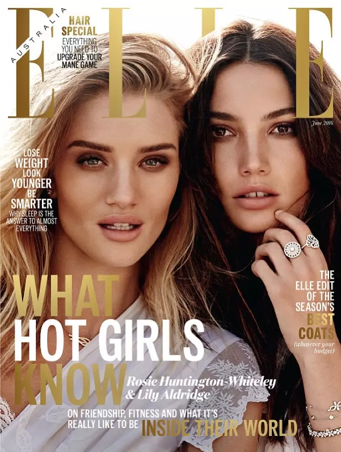 Rosie Huntington-Whiteley i Lily Aldridge na okładce ELLE Australia czerwiec 2016