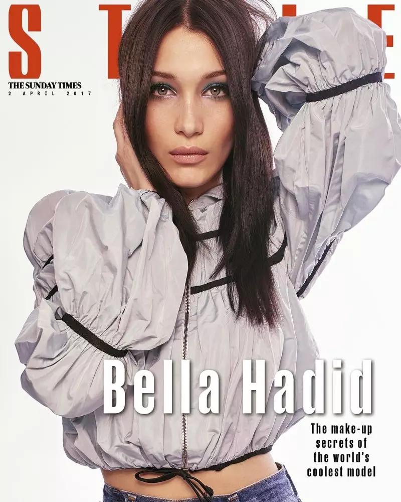 Bella Hadid na ụdị Sunday Times Eprel 2, 2017 mkpuchi