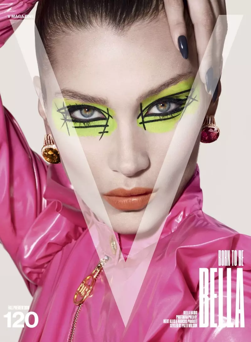 Bella Hadid V Magazine 2019 vāka Beauty Makeup redakcija