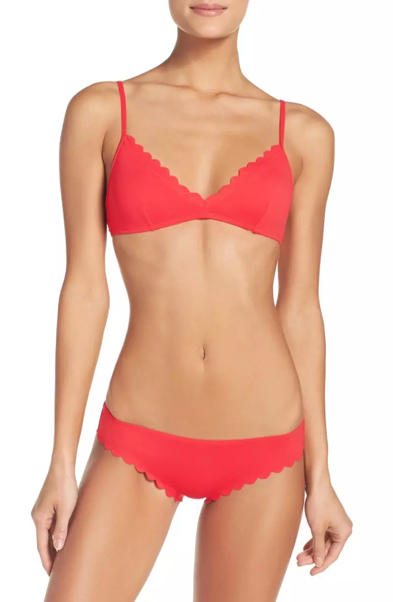 J. Crew Scalloped Italian Matte Bikini Top ($68.00) at Scalloped Matte Bikini Bottoms ($54.00), available sa Nordstrom