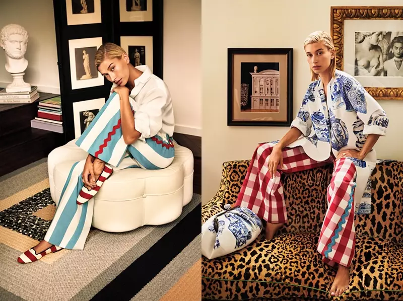 Isang larawan mula sa kampanya ng Weekend MaxMara Nantucket kasama si Hailey Baldwin