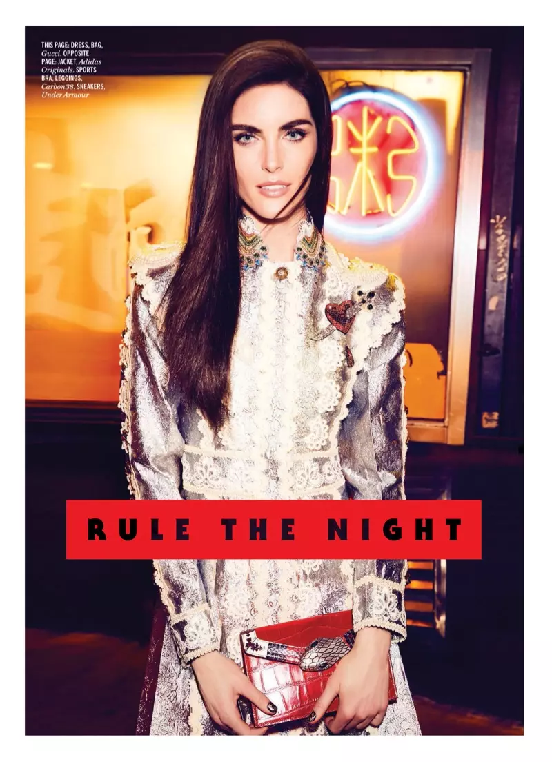 Si Hilary Rhoda ay nagmodelo ng damit at bag ng Gucci