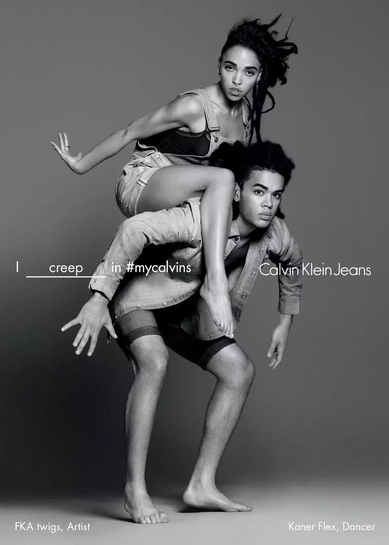 FKA Twigs pozira s plesačicom Kaner Flex za reklamnu kampanju Calvin Klein Jeans za proljeće 2016.