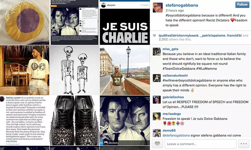 Stefano Gabbana va publicar un collage d'imatges amb la frase