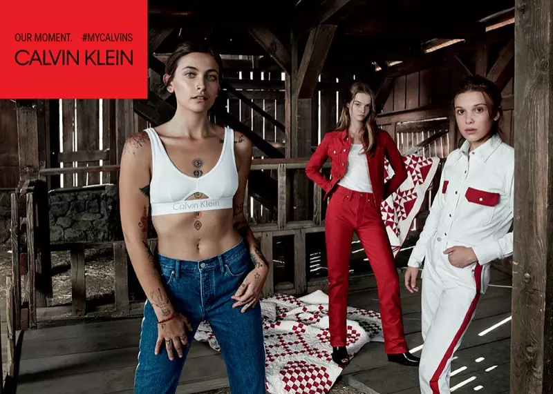 Lumilitaw sina Paris Jackson, Lulu Tenney at Millie Bobby Brown sa Calvin Klein Jeans spring-summer 2018 campaign