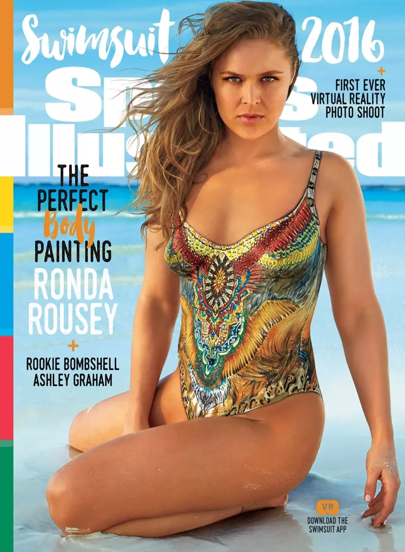 Ronda Rousey op Sports Illustrated Swimsuit 2016-uitgawevoorblad. Foto: Frederic Pinet