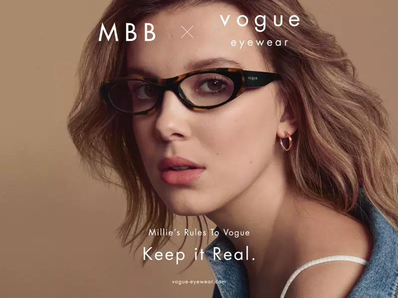 Millie Bobby Brown tauraro a cikin MBB x Vogue Eyewear drop 2 kamfen.