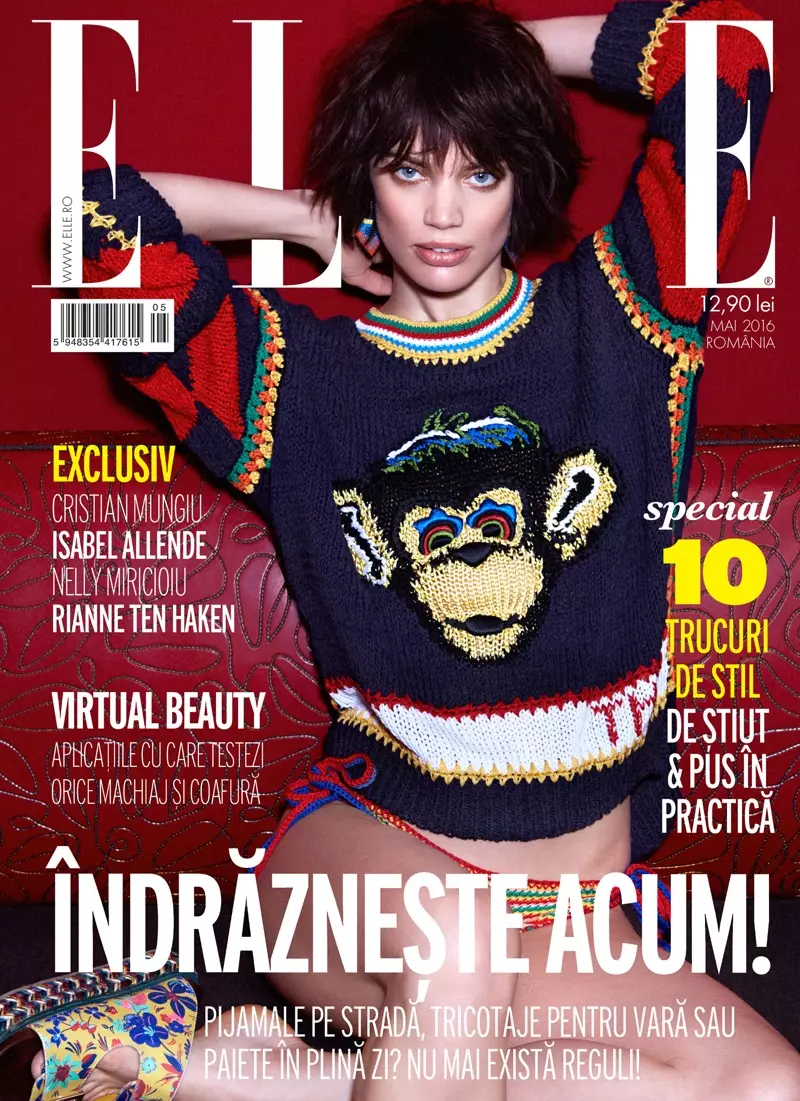 Rianne Ten Haken di Muka Depan ELLE Romania Mei 2016