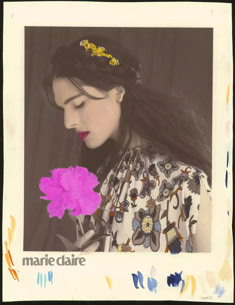 Hari Nef Channels Vintage Beauty voor Marie Claire Spread