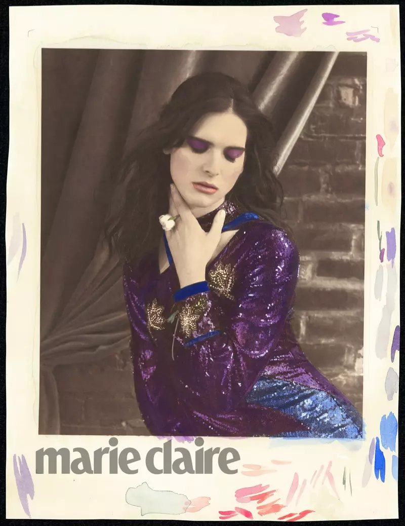 Hari Nef Channels Vintage Beauty សម្រាប់ Marie Claire Spread