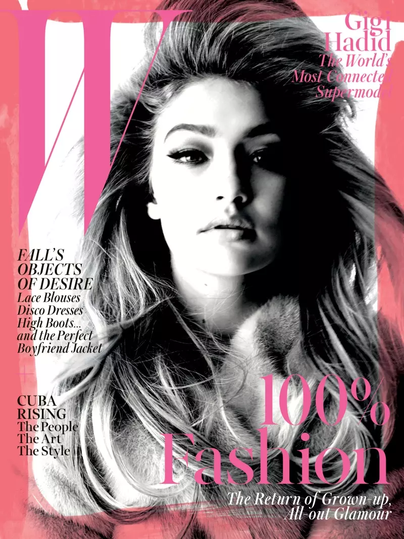 Gigi Hadid posearret foar Steven Meisel yn W Cover Story