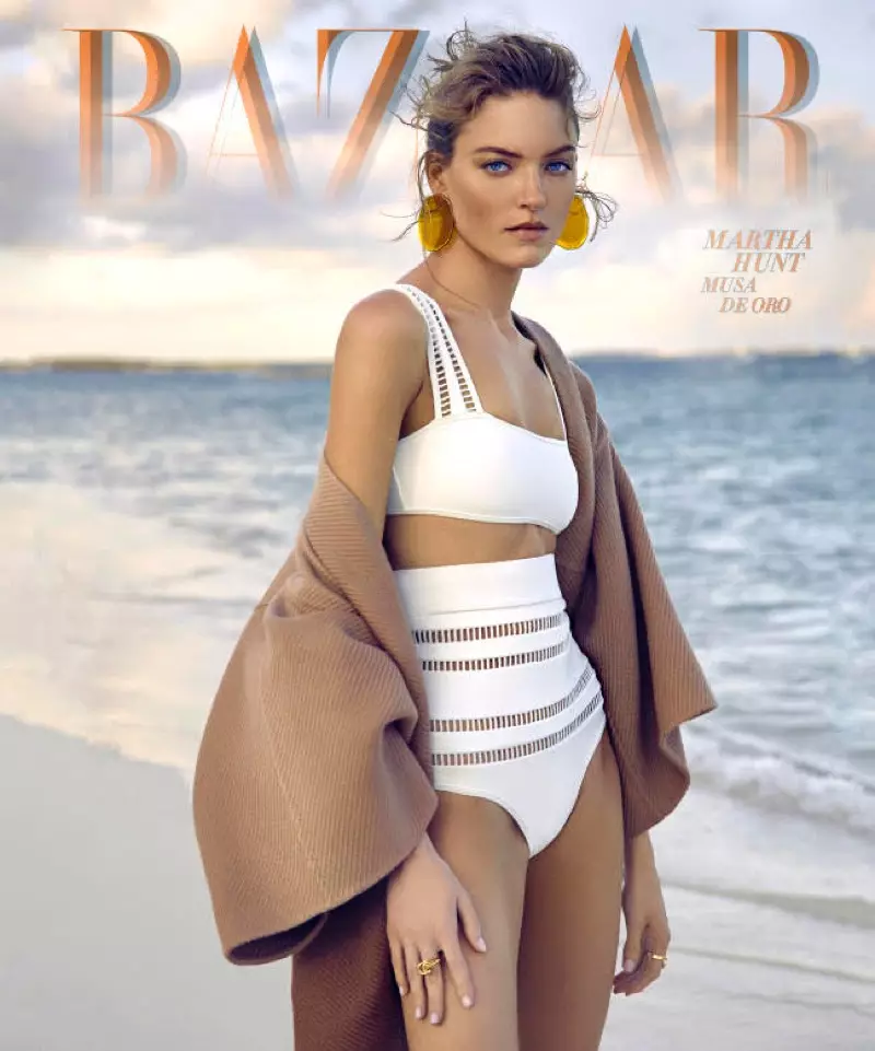 Martha Hunt Enchants in Beach Mitady ny Harper's Bazaar Mexico