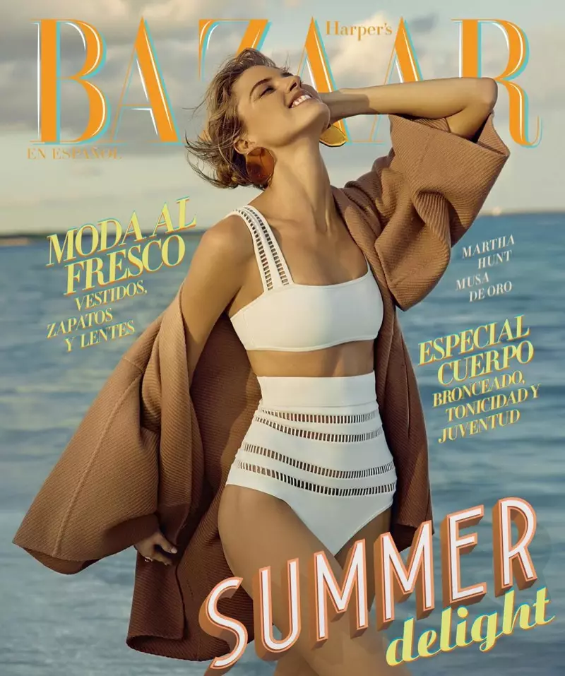 Martha Hunt Enchants in Beach Mencari Harper's Bazaar Mexico