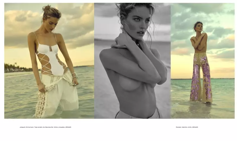 Martha Hunt Enchants in Beach හි Harper's Bazaar Mexico සොයයි