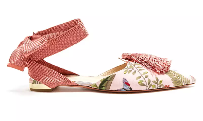 De Gournay ਕਢਾਈ ਵਾਲੇ ਫਲੈਟਾਂ ਲਈ Aquazzura $735