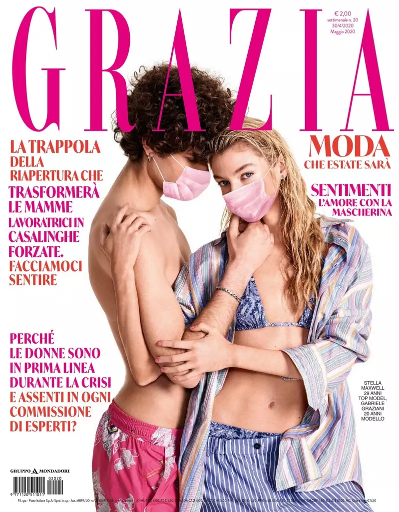 Stella Maxwell valt op in Etro Prints voor Grazia Italy